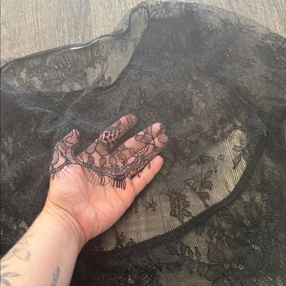 Free People Black Floral Lace Sheer Blouse - Picture 7 of 8